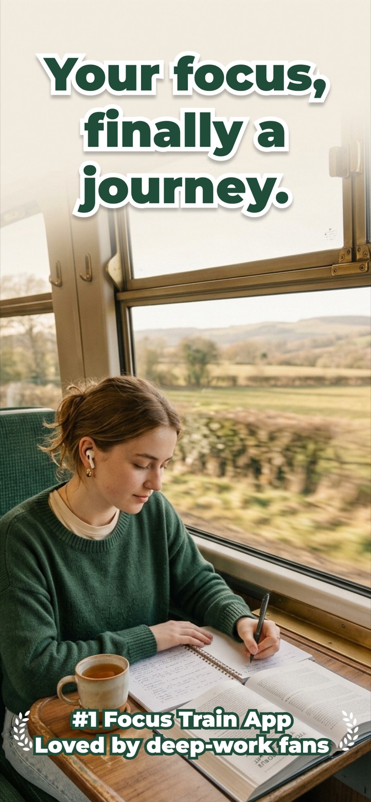 Focus Train — deep work reframed as a train journey