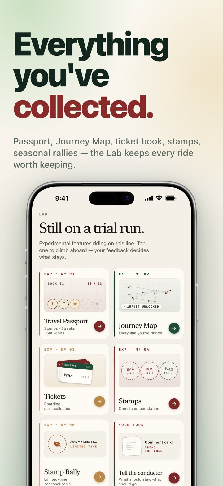 Focus Train Lab: travel passport, journey map, ticket book, stamps and seasonal rallies