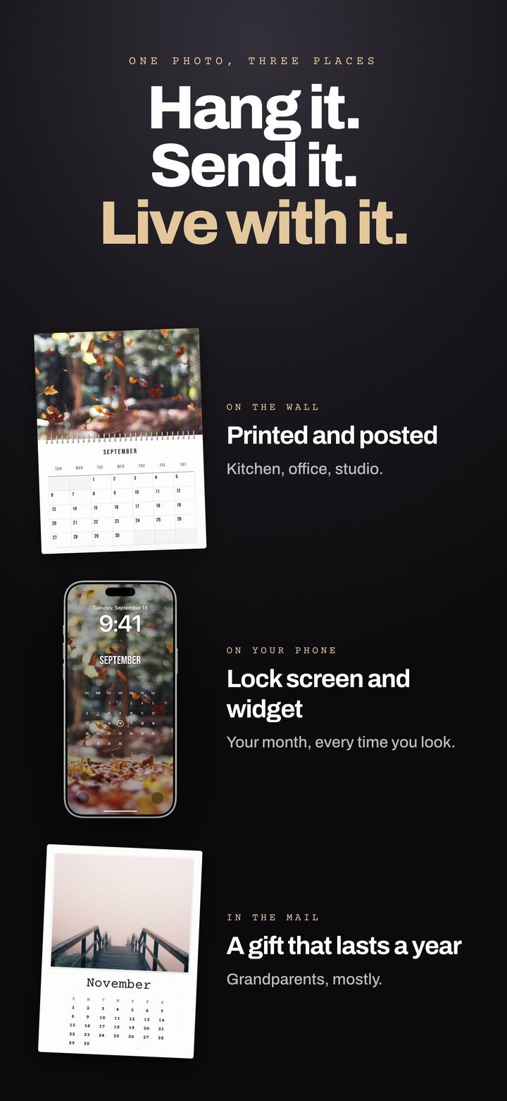 One photo, three places: printed on the wall, on the Lock Screen and widget, and as a gift
